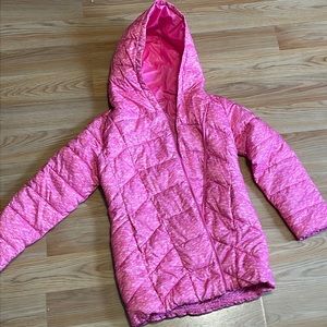Girls, pink ski jacket with hood 🥰